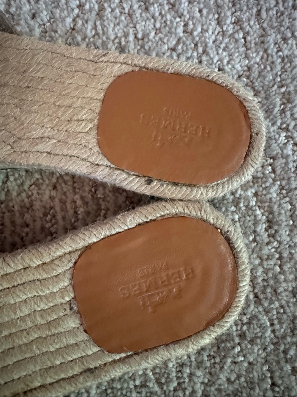 Hermes Brown Leather Espadrille Slide Sandals - Picture 7 of 8